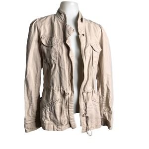 Gap | Cream Utility Jacket Drawstring Waist & Multiple Pockets •